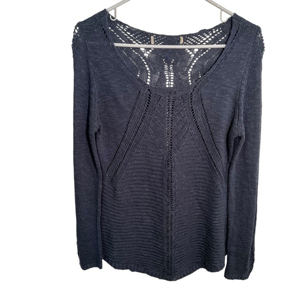 Scoop Neck Sweater Loose Knit Beachy Blue Green - Picture 1 of 8